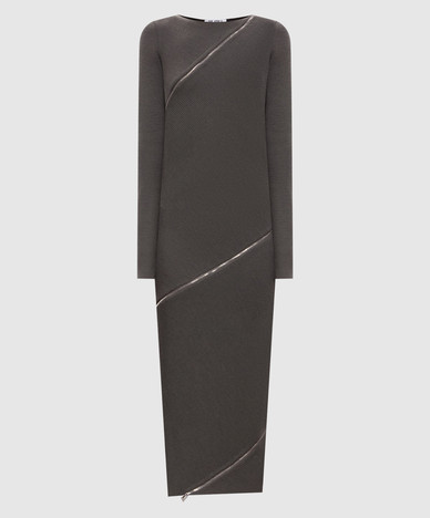 Gray midi dress with wool