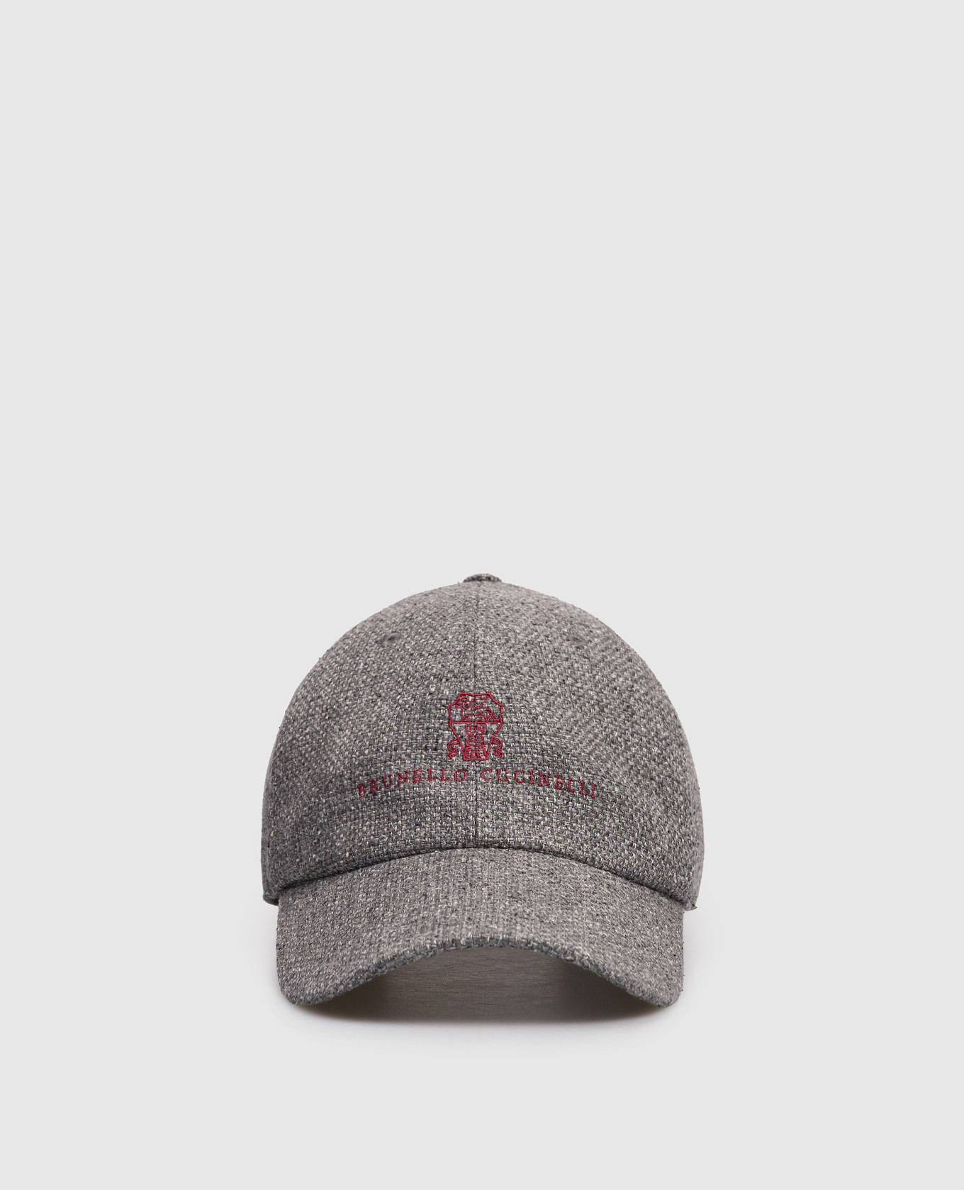 Gray linen, silk and wool cap with logo