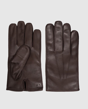 ISAIA Brown leather gloves GUA076PLG16