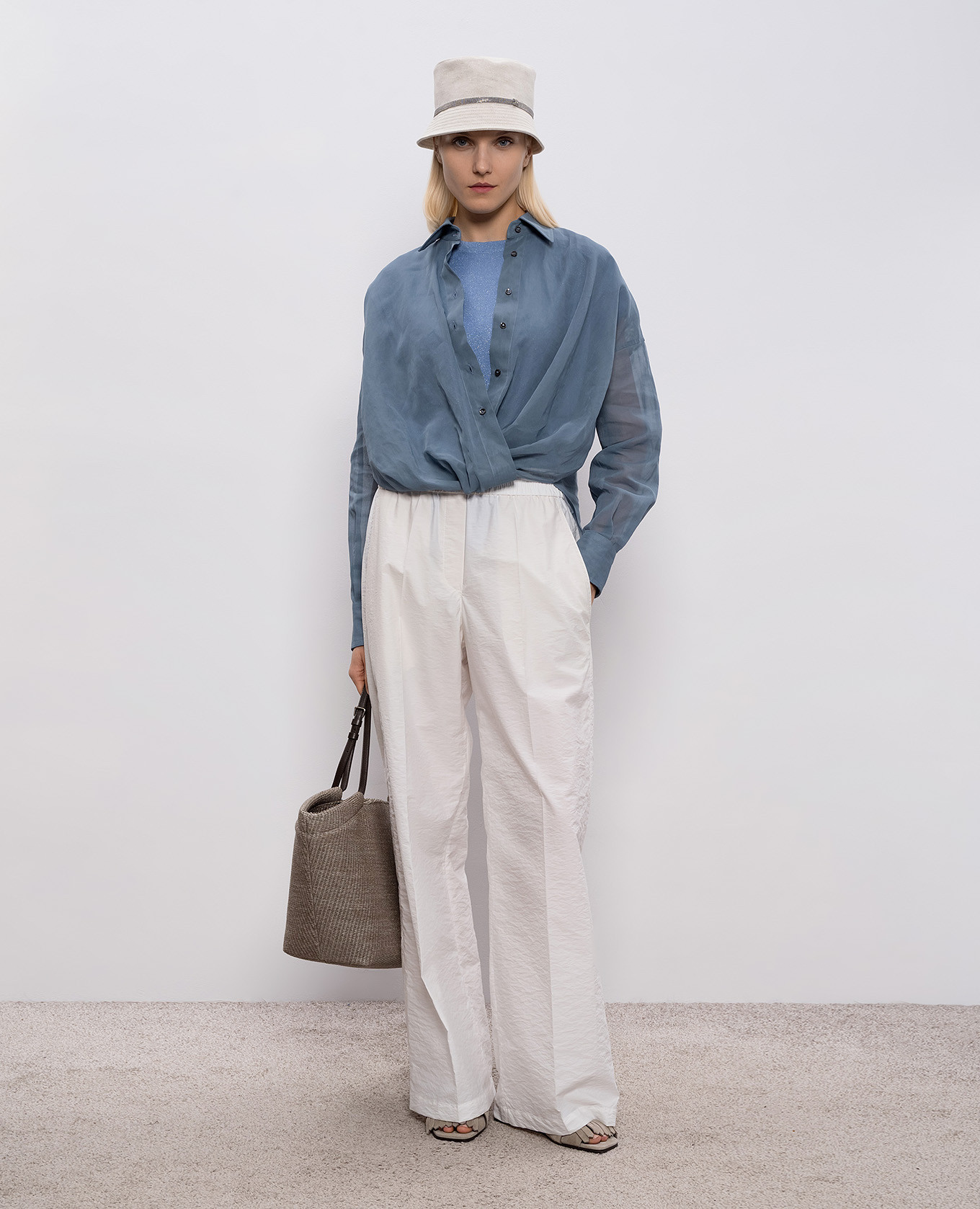 Blue cashmere and silk T-shirt Brunello Cucinelli 2