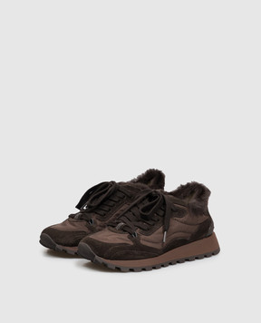 Brunello Cucinelli Brown sneakers with a monil chain MZSFG3384