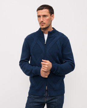 Cashmere&Whiskey Blue merino wool cardigan CH08