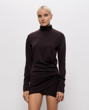 Dondup Brown mini dress with drapery DA560KS0027DXXX