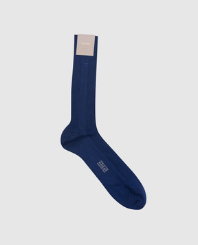 Tom Ford Blue socks with monogram embroidery KKS001YMC045