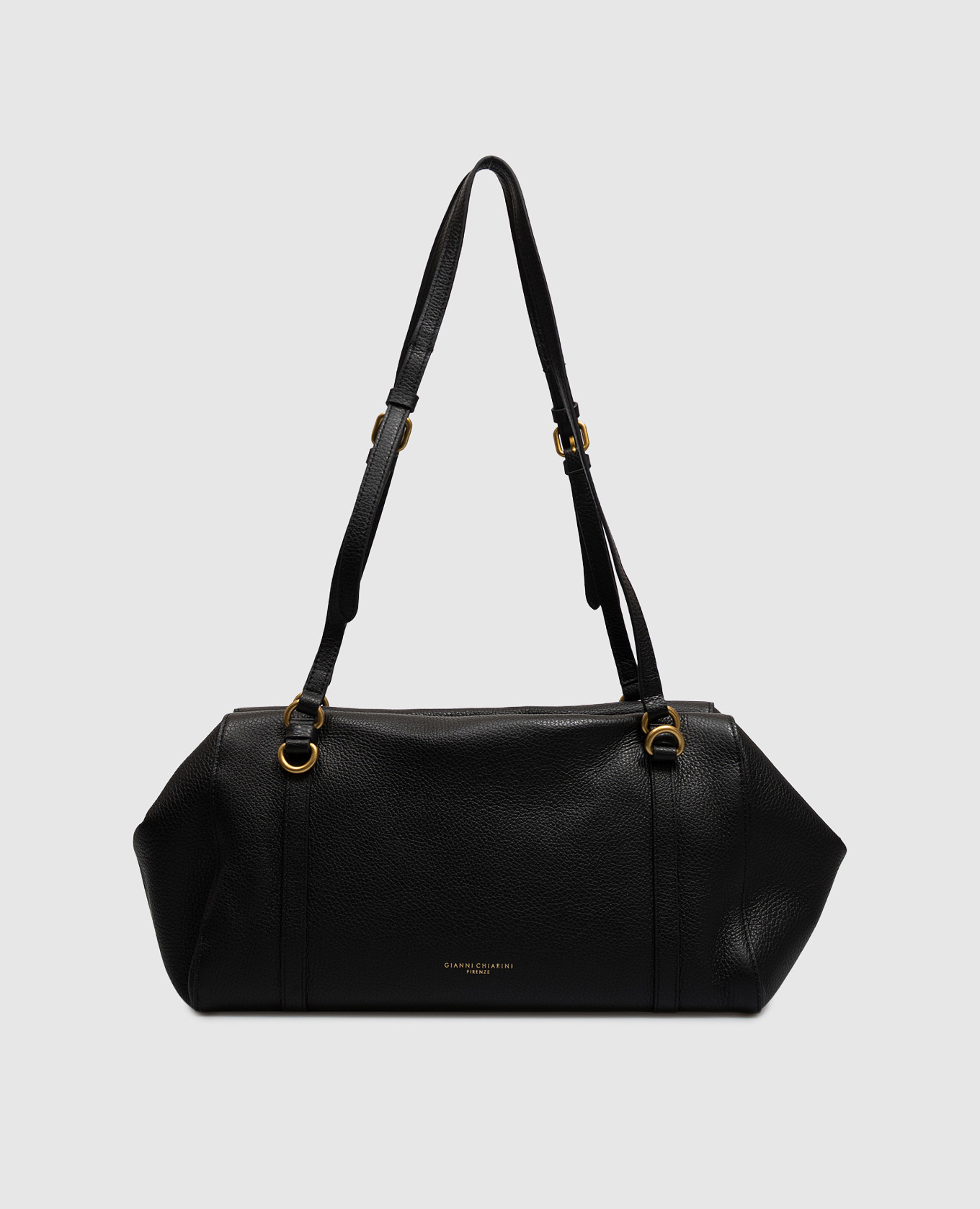 Black leather tote bag TERRY with logo