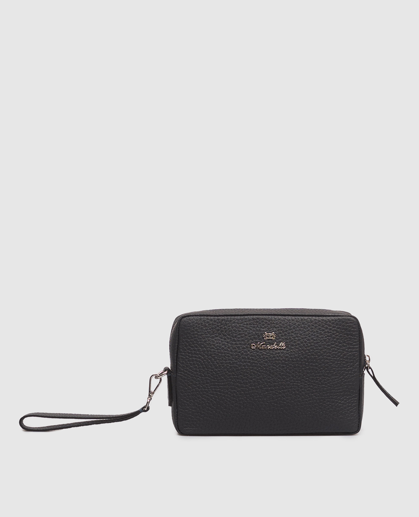 Blue leather clutch
