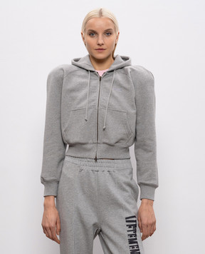 Vetements Grey cropped sports jacket with accent shoulders WE76ZU503G