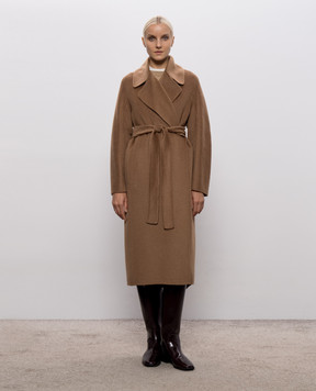 Max Mara Brown ARIS coat with a smell made of wool, cashmere and silk SMMARIS