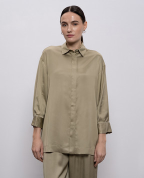 Peserico Khaki blouse with monil chain A0640106638