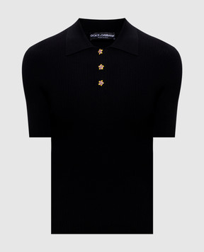 Dolce&Gabbana Black ribbed polo shirt FXZ16ZJFMHG