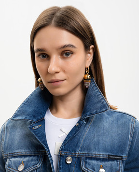 La DoubleJ Golden Lantern earrings with crystals EAR0066BRA004SOLID