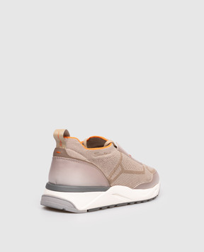 Santoni Brown combination sneakers with logo MBIO22135BGRCOTZ