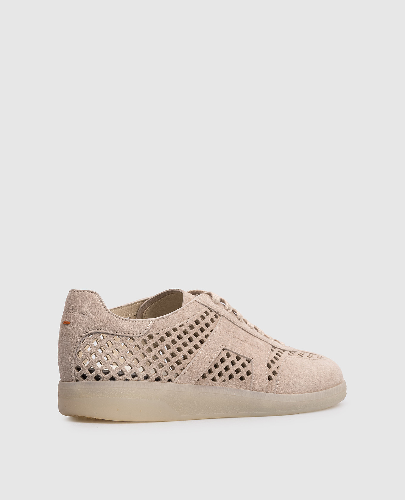 

Beige suede sneakers with embossed logo Santoni