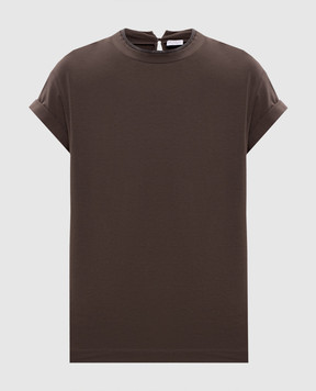 Brunello Cucinelli Brown top with monil chain M0T18BD200