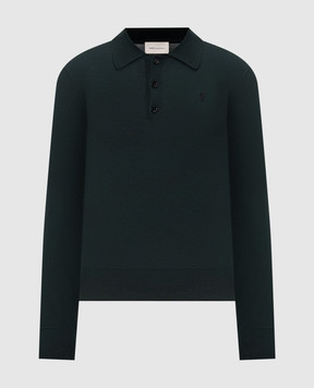 Ami Paris Green merino wool polo shirt HPL457KN0197