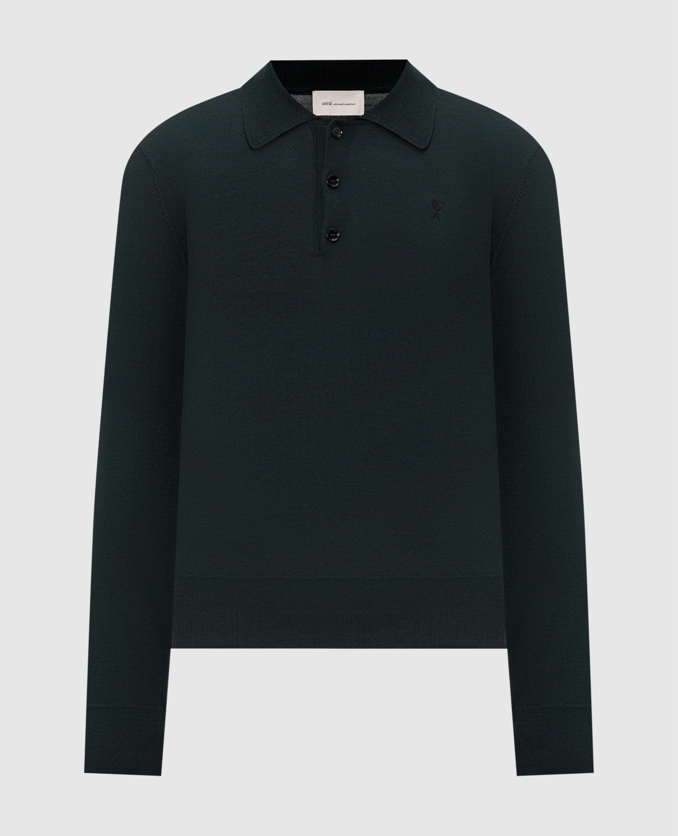Green merino wool polo shirt Ami Paris