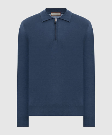 Blue wool polo shirt