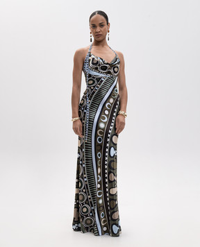 PUCCI Khaki dress with printed silk 6HRI106H888