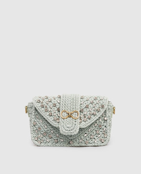 Twinset Green knitted bag with crystals 261TB7490