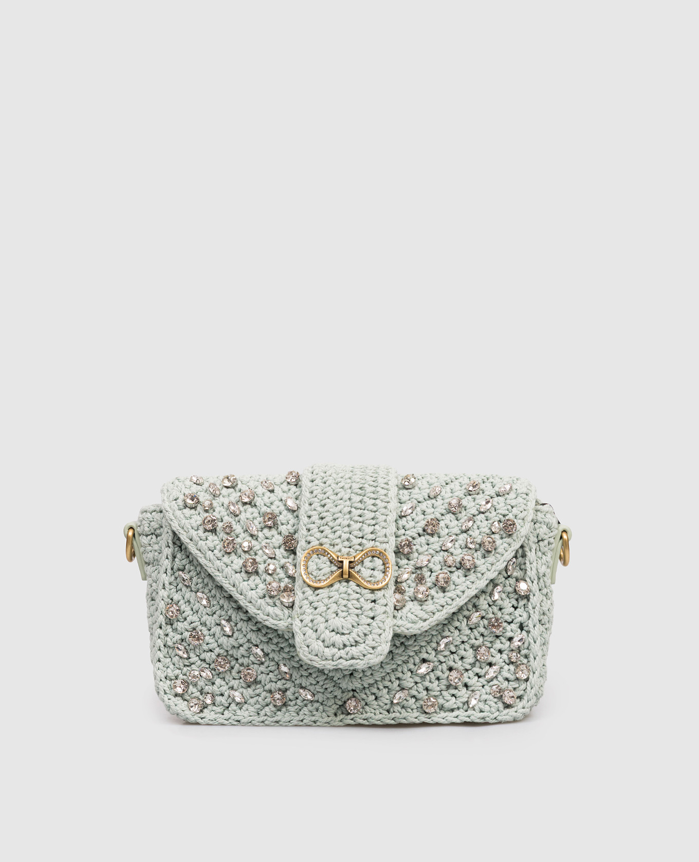 

Green knitted bag with crystals Twinset