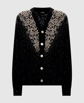AMIRI Black wool and cashmere cardigan with beads AM426KN010