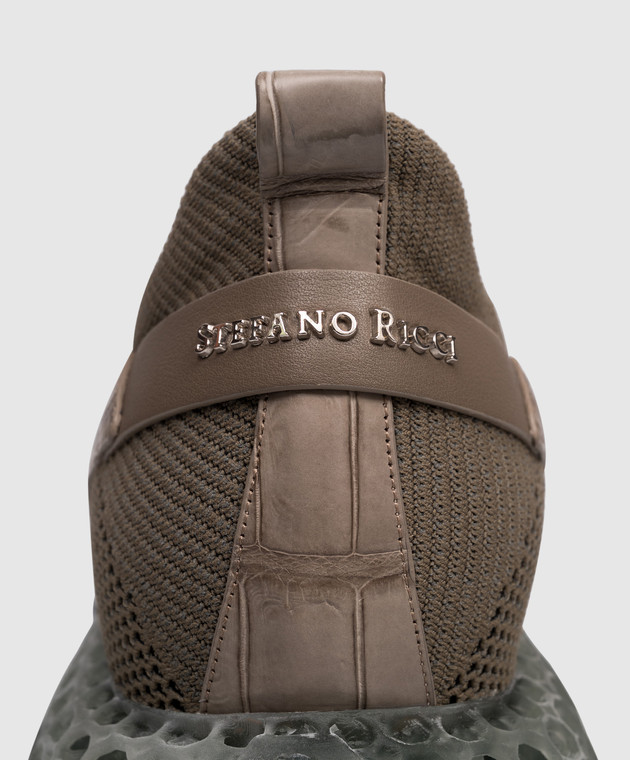 Stefano Ricci - Khaki crocodile leather combination sneakers ...