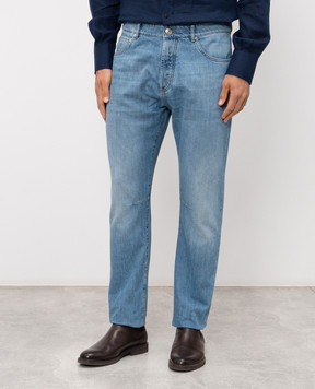 Brunello Cucinelli Blue jeans with logo patch M0Z37X1290
