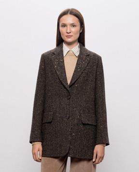 Peserico Brown patterned wool jacket S21474Z08397