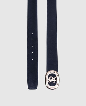 Stefano Ricci Blue suede belt with logo monogram N381SDC575P