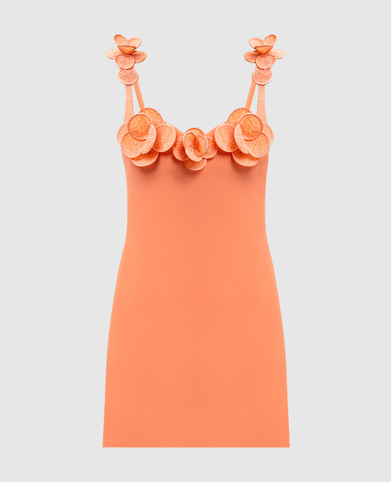 Orange dress with floral applique David Koma