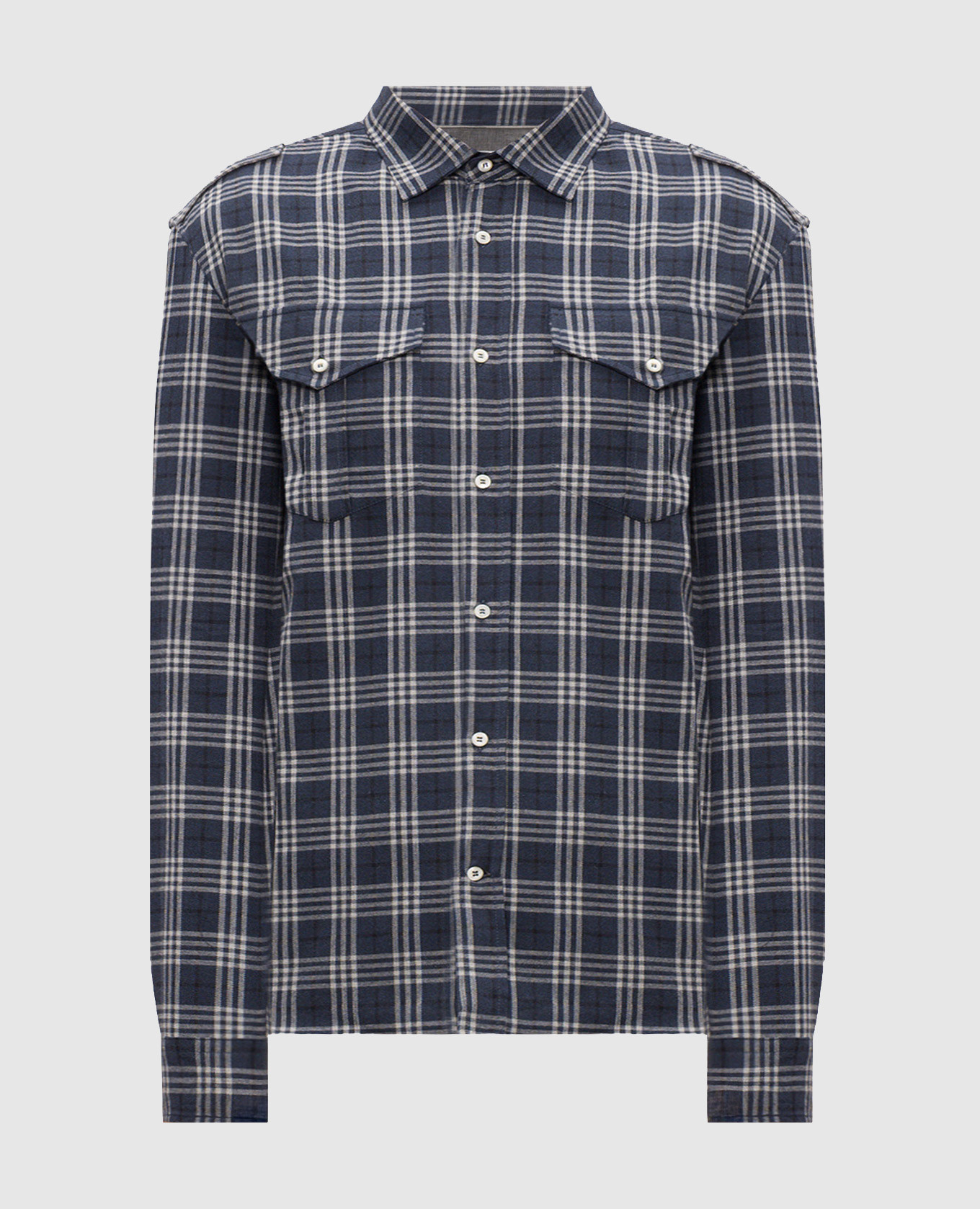 Blue checkered shirt Brunello Cucinelli