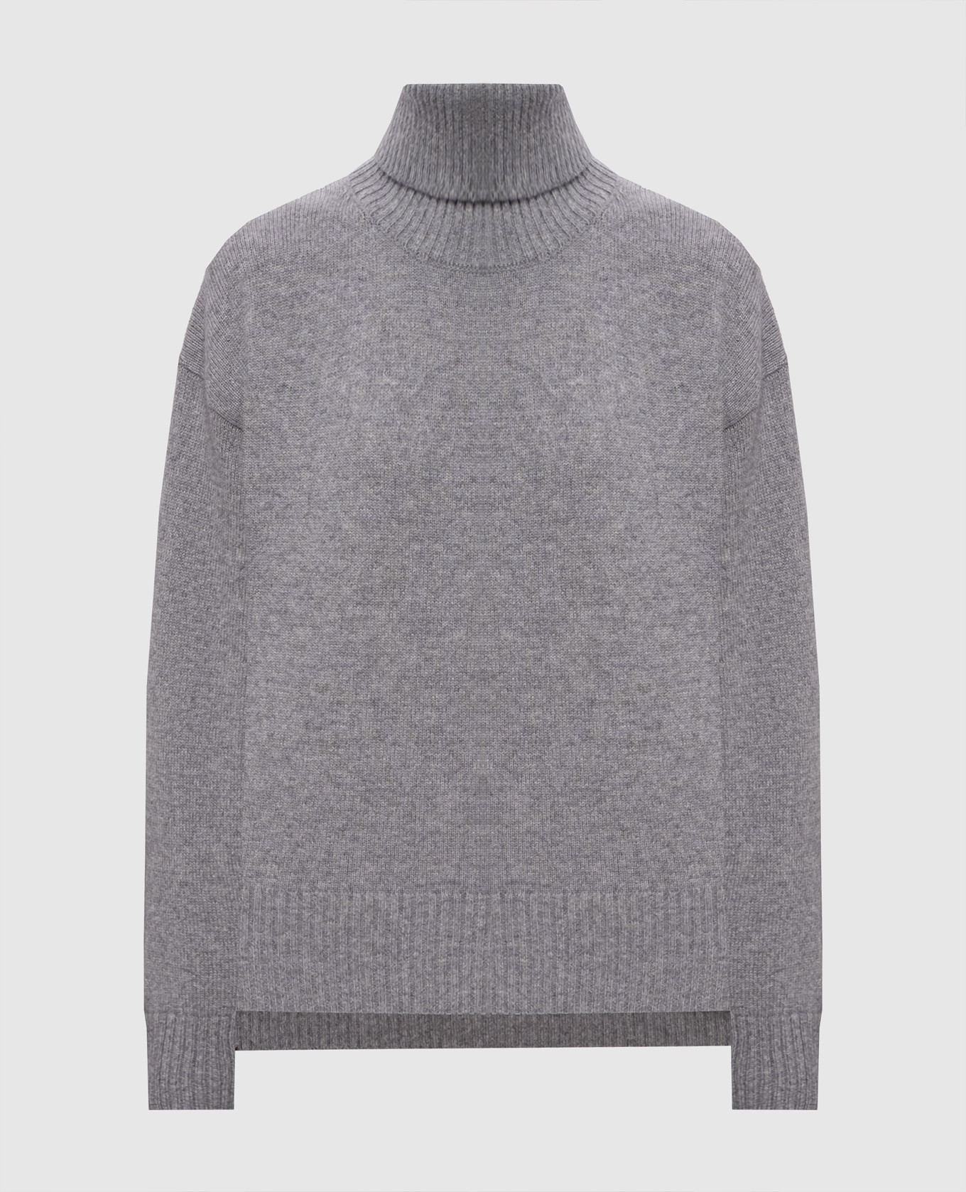 Gray wool, silk and cashmere sweater