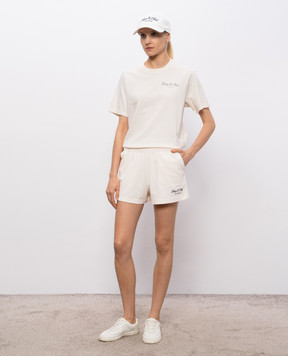Sporty & Rich Vendome LA beige shorts with logo embroidery SH03776269WH37