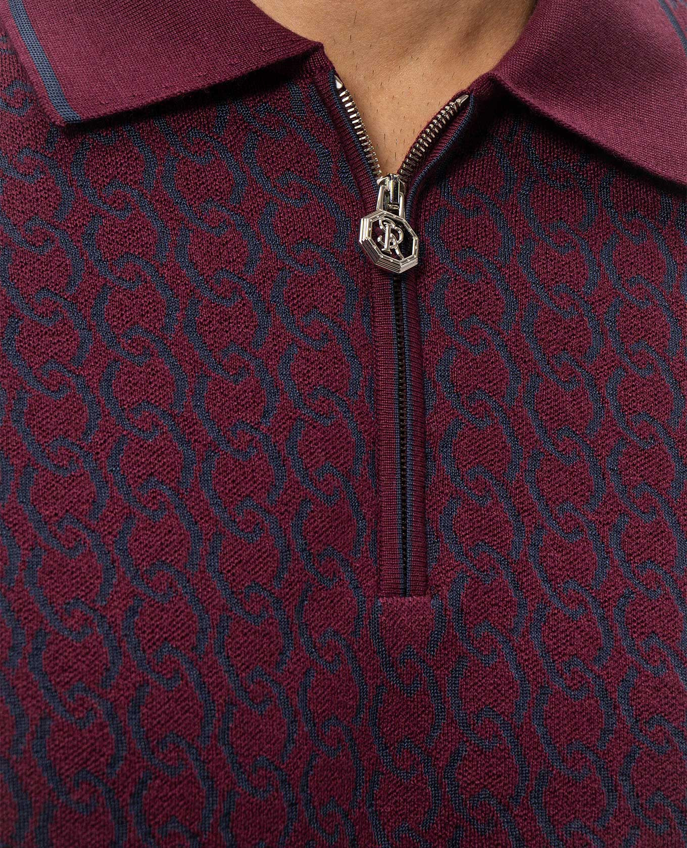 Burgundy cashmere and silk polo shirt Stefano Ricci 5