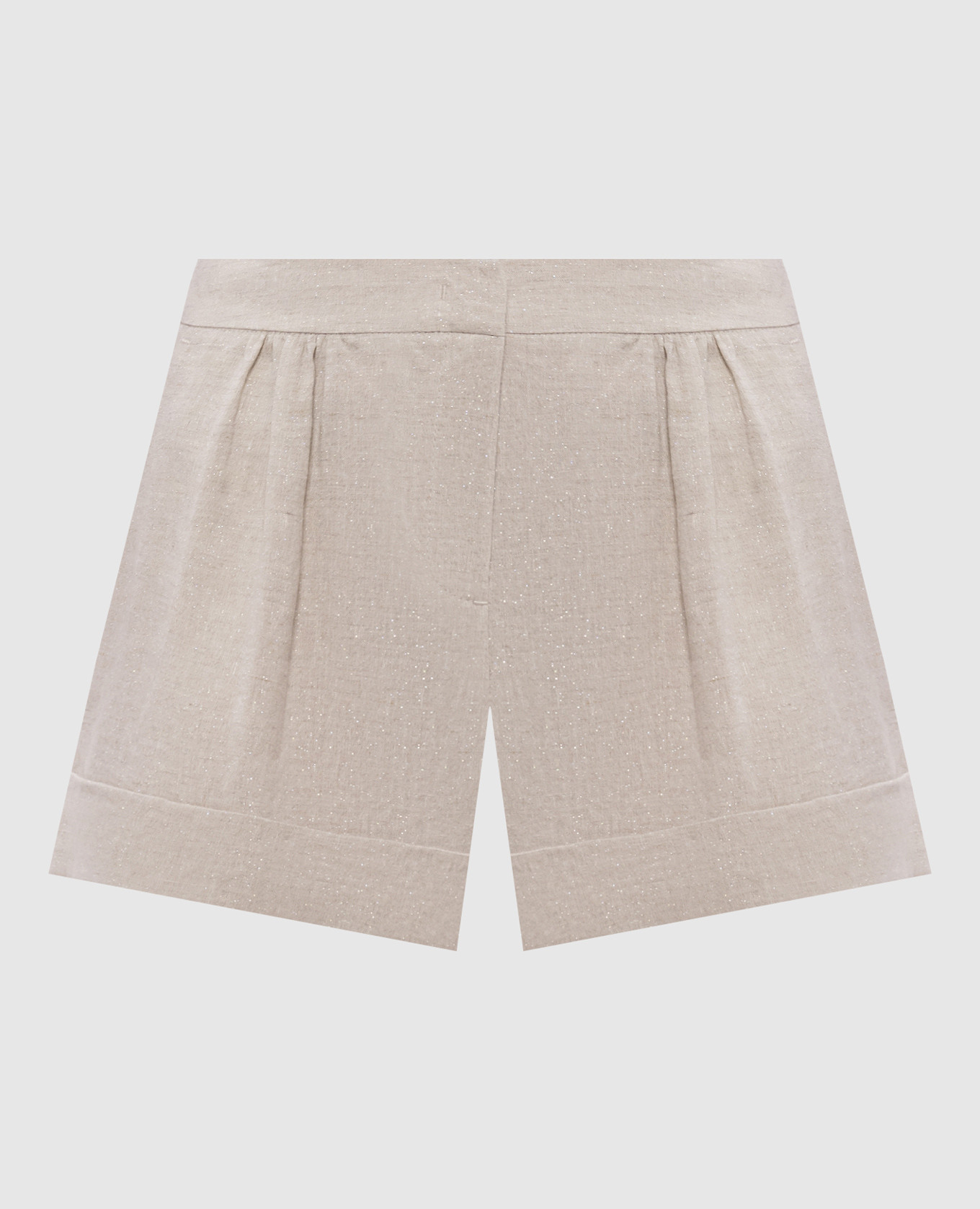 Shorts in lino grigio con lurex
