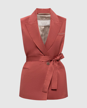 Peserico Red double-breasted vest with linen A03028A01926