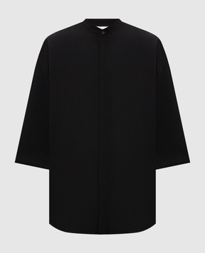 Fear of God Mandarin Relaxed Black Shirt with Wool FG9M60606OXF
