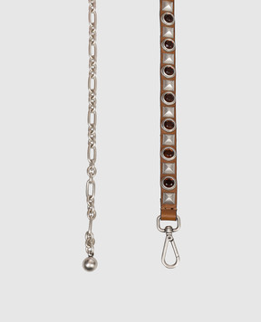Etro Brown leather belt with crystals and rivets WP3B0087AB022