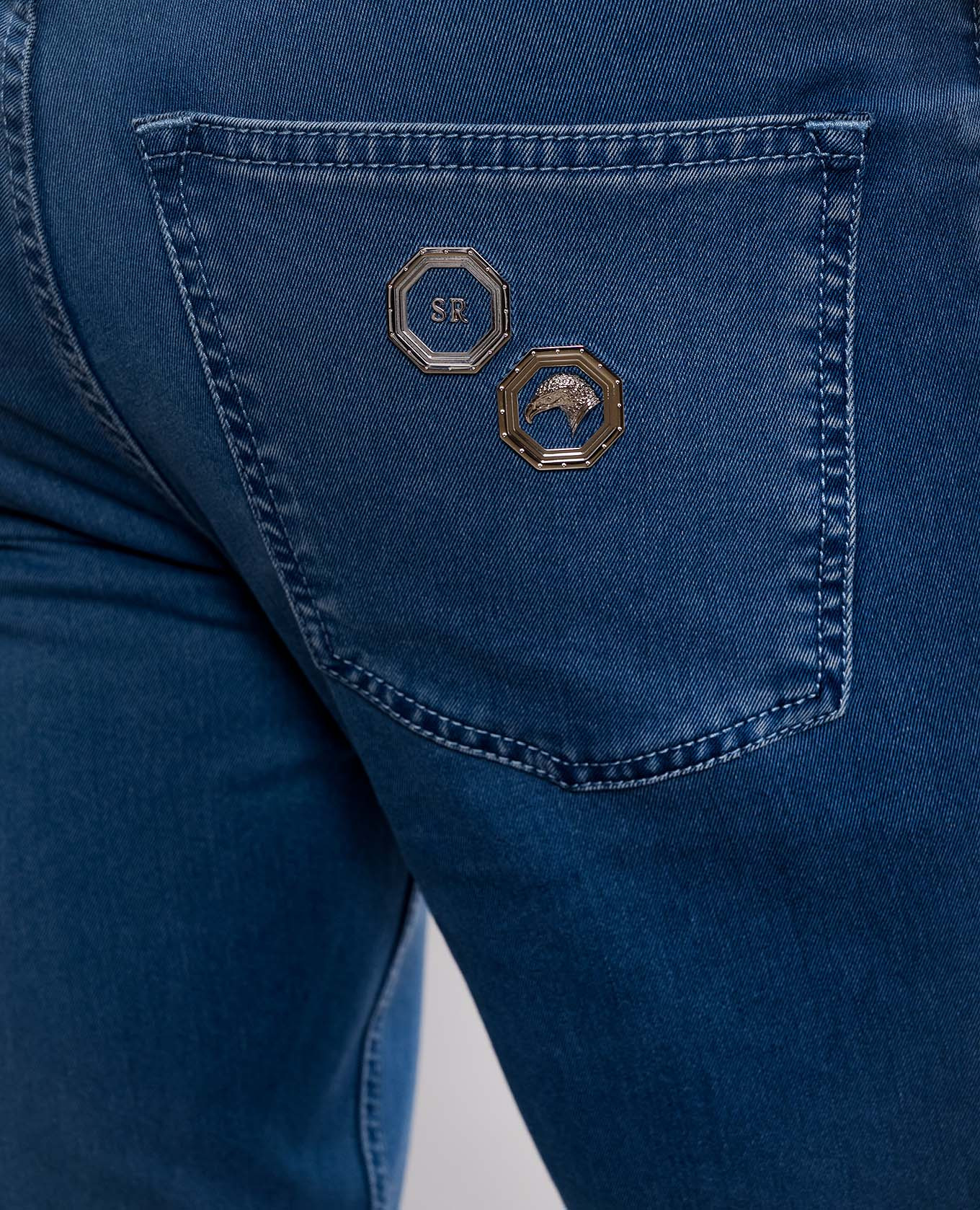 

Blue jeans with logo patch Stefano Ricci