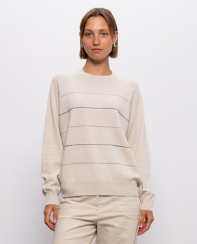 Peserico Beige wool, silk and cashmere jumper with monil chain A99865F1209283