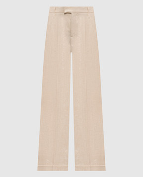 Brunello Cucinelli Beige linen trousers with lapels ML596P8492