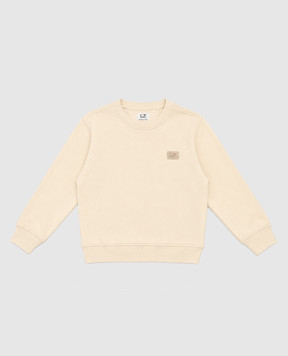 C.P. Company Children's beige sweatshirt with logo patch CUF021LCA76