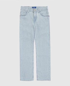 Stefano Ricci Children's blue jeans with logo patch YST6103030T0217