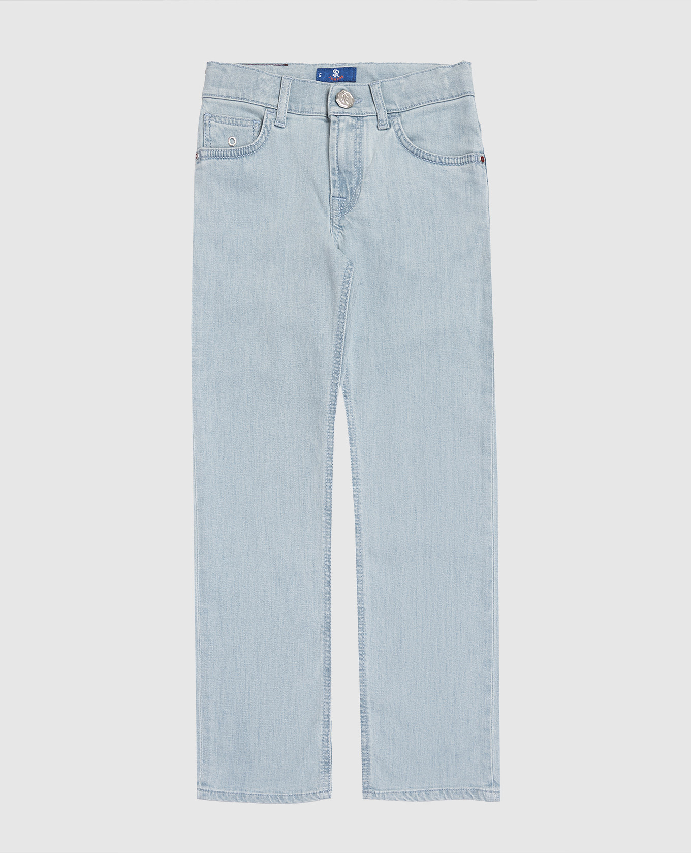 Children's blue jeans with logo patch Stefano Ricci