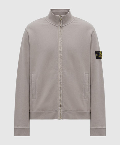 Grey cardigan with logo patch