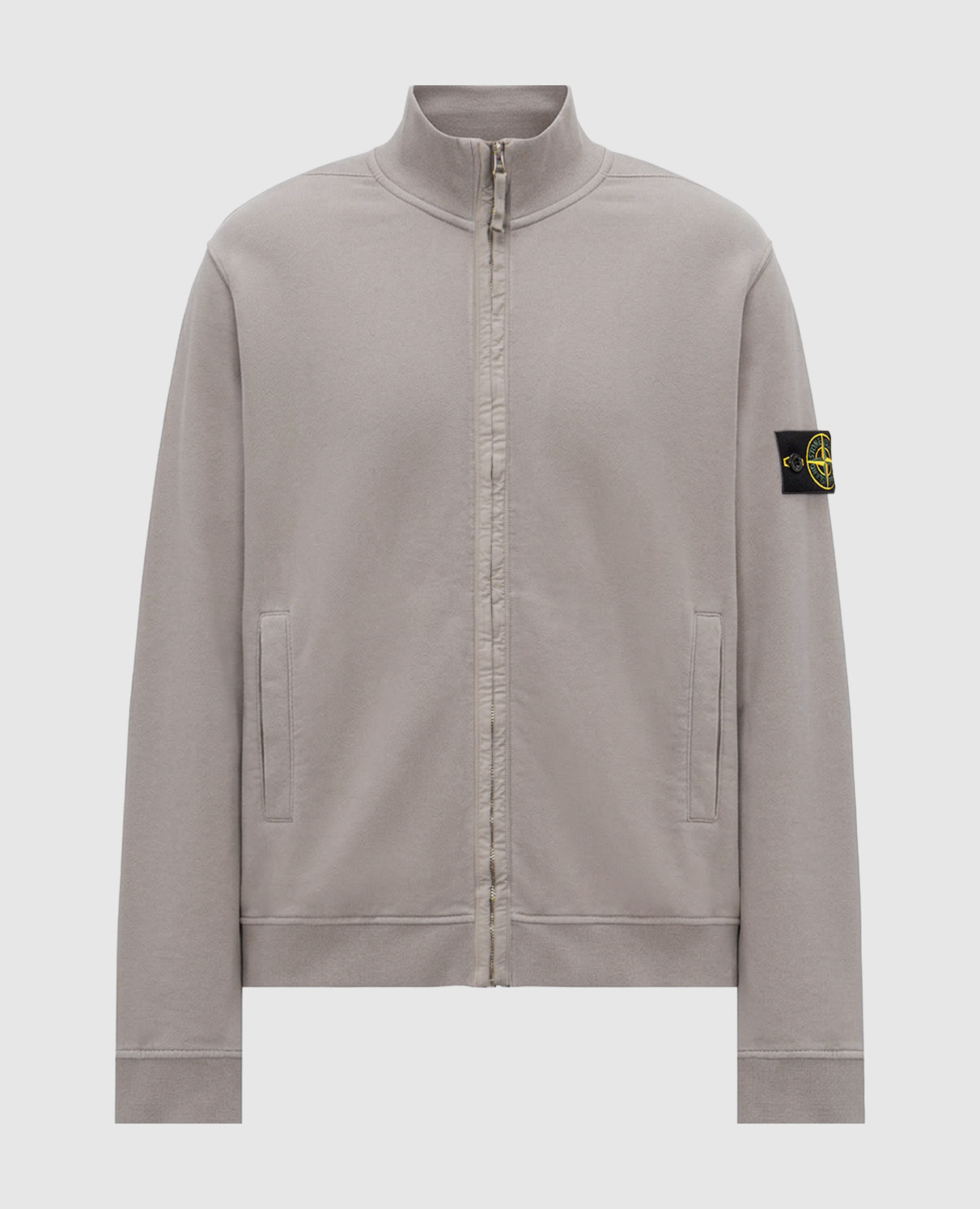 Grey cardigan with logo patch