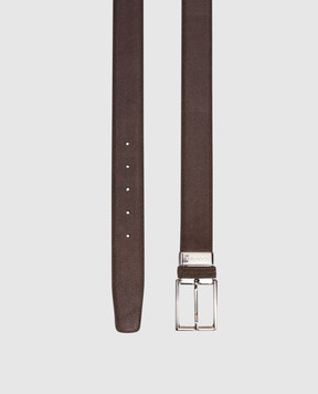 Canali Brown suede belt with logo KB0047750C