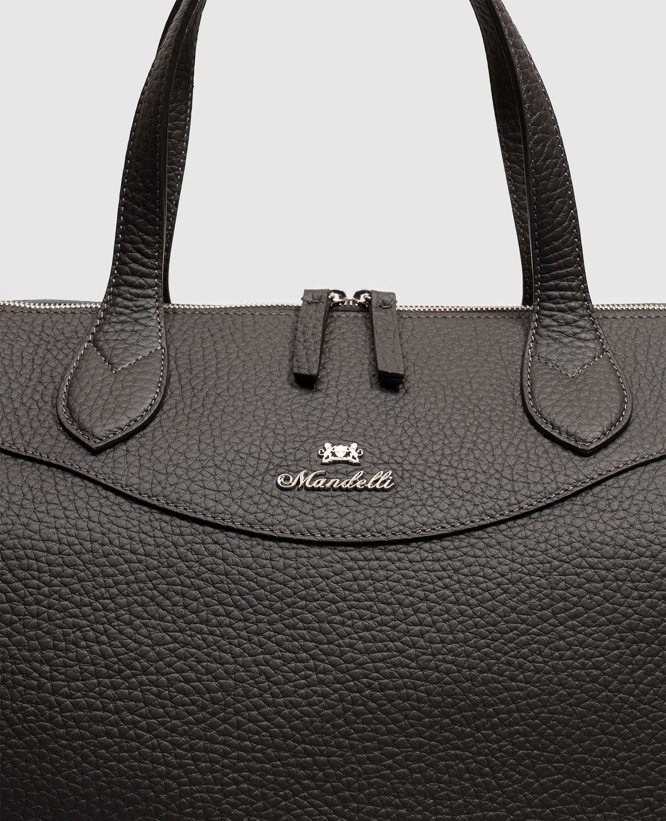 Dark brown leather travel bag Enrico Mandelli 4