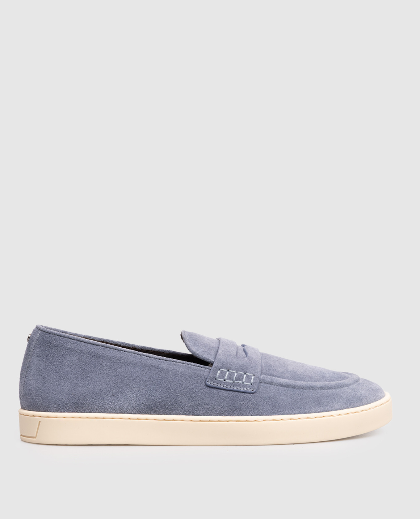 Blue suede loafers