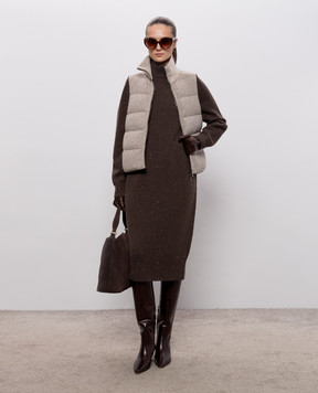 Peserico Brown midi dress with wool and silk S92285F07K09095